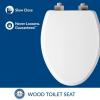 imageMayfair Bennett Toilet Seat with Matte Black Hinges Slow Close Wood Seat Secure Metal Hinges Easy Install Made in USA Round WhiteBrushed Nickel