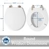 imageMayfair Bennett Toilet Seat with Matte Black Hinges Slow Close Wood Seat Secure Metal Hinges Easy Install Made in USA Round WhiteBrushed Nickel