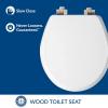 imageMayfair Bennett Toilet Seat with Matte Black Hinges Slow Close Wood Seat Secure Metal Hinges Easy Install Made in USA Round WhiteBrushed Nickel