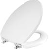 imageMayfair Bennett Toilet Seat with Matte Black Hinges Slow Close Wood Seat Secure Metal Hinges Easy Install Made in USA Round WhiteChrome
