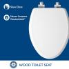 imageMayfair Bennett Toilet Seat with Matte Black Hinges Slow Close Wood Seat Secure Metal Hinges Easy Install Made in USA Round WhiteChrome