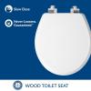 imageMayfair Bennett Toilet Seat with Matte Black Hinges Slow Close Wood Seat Secure Metal Hinges Easy Install Made in USA Round WhiteChrome