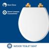 imageMayfair Bennett Toilet Seat with Matte Black Hinges Slow Close Wood Seat Secure Metal Hinges Easy Install Made in USA Round WhiteGold
