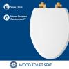 imageMayfair Bennett Toilet Seat with Matte Black Hinges Slow Close Wood Seat Secure Metal Hinges Easy Install Made in USA Round WhiteGold