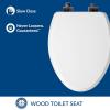 imageMayfair Bennett Toilet Seat with Matte Black Hinges Slow Close Wood Seat Secure Metal Hinges Easy Install Made in USA Round WhiteMatte Black