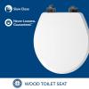 imageMayfair Bennett Toilet Seat with Matte Black Hinges Slow Close Wood Seat Secure Metal Hinges Easy Install Made in USA Round WhiteMatte Black