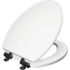 imageMayfair Bennett Toilet Seat with Matte Black Hinges Slow Close Wood Seat Secure Metal Hinges Easy Install Made in USA Round WhiteMatte Black