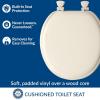 imageMayfair Padded Toilet Seat Cushioned Soft Vinyl over Wood Core Seat Secure Hinges Easy Clean Elongated WhiteBiscuitLinen