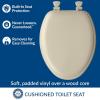 imageMayfair Padded Toilet Seat Cushioned Soft Vinyl over Wood Core Seat Secure Hinges Easy Clean Elongated WhiteBone