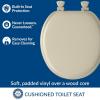 imageMayfair Padded Toilet Seat Cushioned Soft Vinyl over Wood Core Seat Secure Hinges Easy Clean Elongated WhiteBone