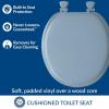 imageMayfair Padded Toilet Seat Cushioned Soft Vinyl over Wood Core Seat Secure Hinges Easy Clean Elongated WhiteSky Blue