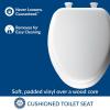 imageMayfair Padded Toilet Seat Cushioned Soft Vinyl over Wood Core Seat Secure Hinges Easy Clean Elongated WhiteWhite
