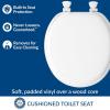 imageMayfair Padded Toilet Seat Cushioned Soft Vinyl over Wood Core Seat Secure Hinges Easy Clean Elongated WhiteWhite