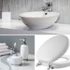 imageMayfair Padded Toilet Seat with Chrome Hinges Soft Vinyl over Wood Core Seat Made in USA Elongated WhiteElongated