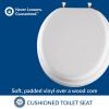 imageMayfair Padded Toilet Seat with Chrome Hinges Soft Vinyl over Wood Core Seat Made in USA Elongated WhiteRound