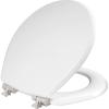 imageMayfair Bennett Toilet Seat with Matte Black Hinges Slow Close Wood Seat Secure Metal Hinges Easy Install Made in USA Round WhiteBrushed Nickel
