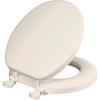 imageMayfair Padded Toilet Seat Cushioned Soft Vinyl over Wood Core Seat Secure Hinges Easy Clean Elongated WhiteBiscuitLinen