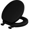 imageMayfair Padded Toilet Seat Cushioned Soft Vinyl over Wood Core Seat Secure Hinges Easy Clean Elongated WhiteBlack