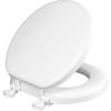 imageMayfair Padded Toilet Seat Cushioned Soft Vinyl over Wood Core Seat Secure Hinges Easy Clean Elongated WhiteWhite