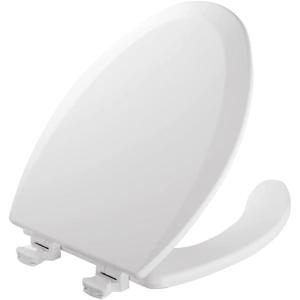 imageMAYFAIR 18440EC 000 Open Front Toilet Seat will Never Loosen and Easily Remove ELONGATED Durable Enameled Wood WhiteElongated