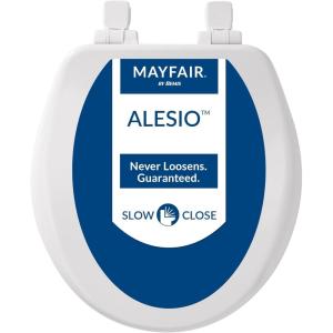 imageMayfair Alesio II Slow Close Toilet Seat Easy Clean Hinges and Adjustable Perfect Fit Wood Seat Made in USA Elongated WhiteWhite