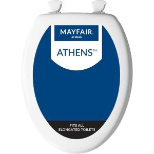 imageMayfair Athens Toilet Seat Easy Clean Hinges and Durable Wood Seat Elongated WhiteElongated