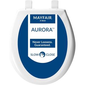 imageMayfair Aurora Slow Close Toilet Seat Easy Clean Hinges and Adjustable Perfect Fit Plastic Seat Round WhiteRound