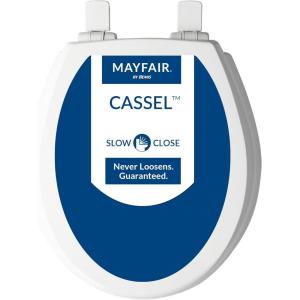 imageMayfair Cassel Slow Close Toilet Seat Easy Clean Non Slip Premium Wood Seat Easy Install Made in USA Elongated WhiteRound