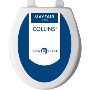 imageMayfair Collins Slow Close Toilet Seat Durable Plastic Seat with Extra Stability Bumpers and Secure Hinges Made in USA Elongated WhiteRound