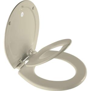 imageMayfair NextStep2 Toilet Seat with BuiltIn Toddler Potty Training Seat Slow Close Easy Clean Magnetic Removable Kids Seat ROUND BoneBone