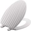 imageMAYFAIR 133SLOW 000 Sculptured Basket Weave Toilet Seat will Slow Close and Never Loosen ELONGATED Durable Enameled Wood WhiteElongated
