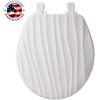 imageMAYFAIR 133SLOW 000 Sculptured Basket Weave Toilet Seat will Slow Close and Never Loosen ELONGATED Durable Enameled Wood WhiteRound