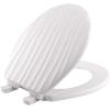 imageMAYFAIR 133SLOW 000 Sculptured Basket Weave Toilet Seat will Slow Close and Never Loosen ELONGATED Durable Enameled Wood WhiteRound