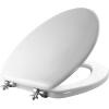 imageMAYFAIR 1844BNA 000 Toilet Seat with Brushed Nickel Hinges will Never Come Loose ELONGATE White  Brushed NickelElongated