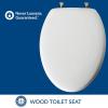 imageMAYFAIR 1844BNA 000 Toilet Seat with Brushed Nickel Hinges will Never Come Loose ELONGATE White  Brushed NickelElongated