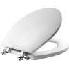 imageMAYFAIR 1844BNA 000 Toilet Seat with Brushed Nickel Hinges will Never Come Loose ELONGATE White  Brushed NickelRound