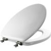 imageMAYFAIR 1844BNA 000 Toilet Seat with Brushed Nickel Hinges will Never Come Loose ELONGATE White  Brushed NickelElongated