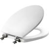 imageMAYFAIR 1844BNA 000 Toilet Seat with Brushed Nickel Hinges will Never Come Loose ELONGATE White  Brushed NickelRound