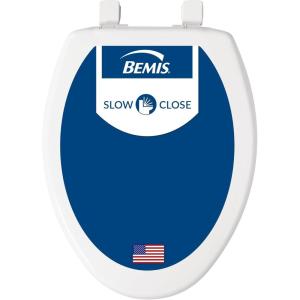 imageBemis 730SLEC Slow Close Toilet Seat Easy Clean Hinges and Durable Plastic Seat Made in USA Round WhiteClosed Front with Cover