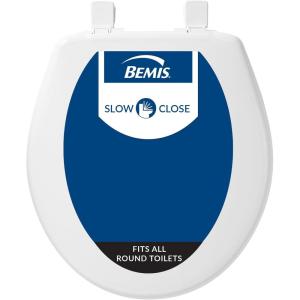 imageBemis 730SLEC Slow Close Toilet Seat Easy Clean Hinges and Durable Plastic Seat Made in USA Round WhiteRound with Slow Close
